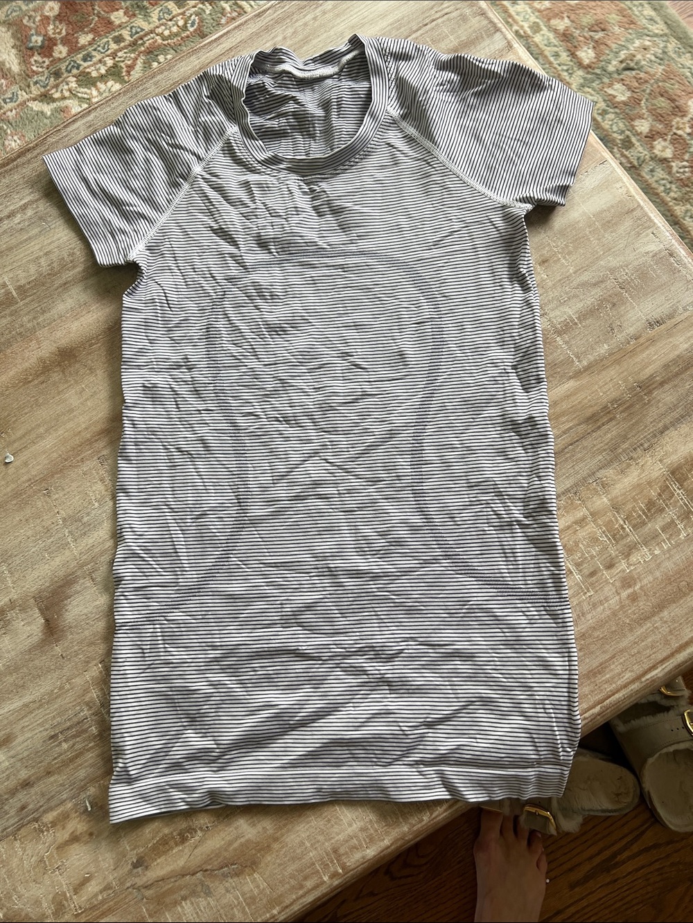 Lululemon Striped Short Sleeve Crewneck Tee Dress - White & Black